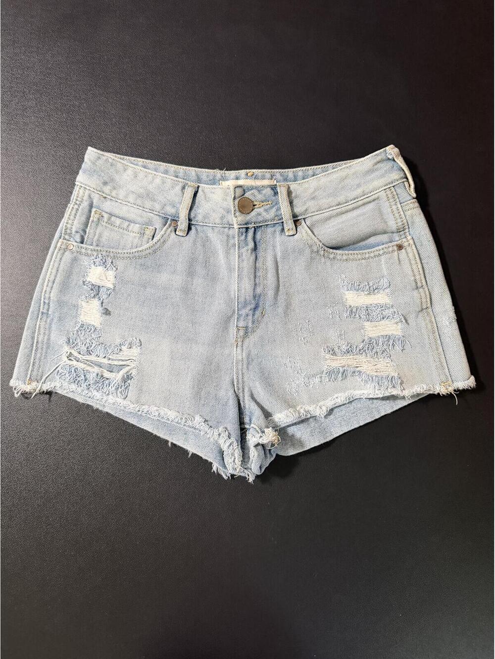 Bullhead Denim Co High-Rise Distressed Denim Shorts‎ Size 25